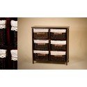 Mueble 6 cajones mimbre nogal