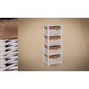 Mueble 4 cajones mimbre color blanco