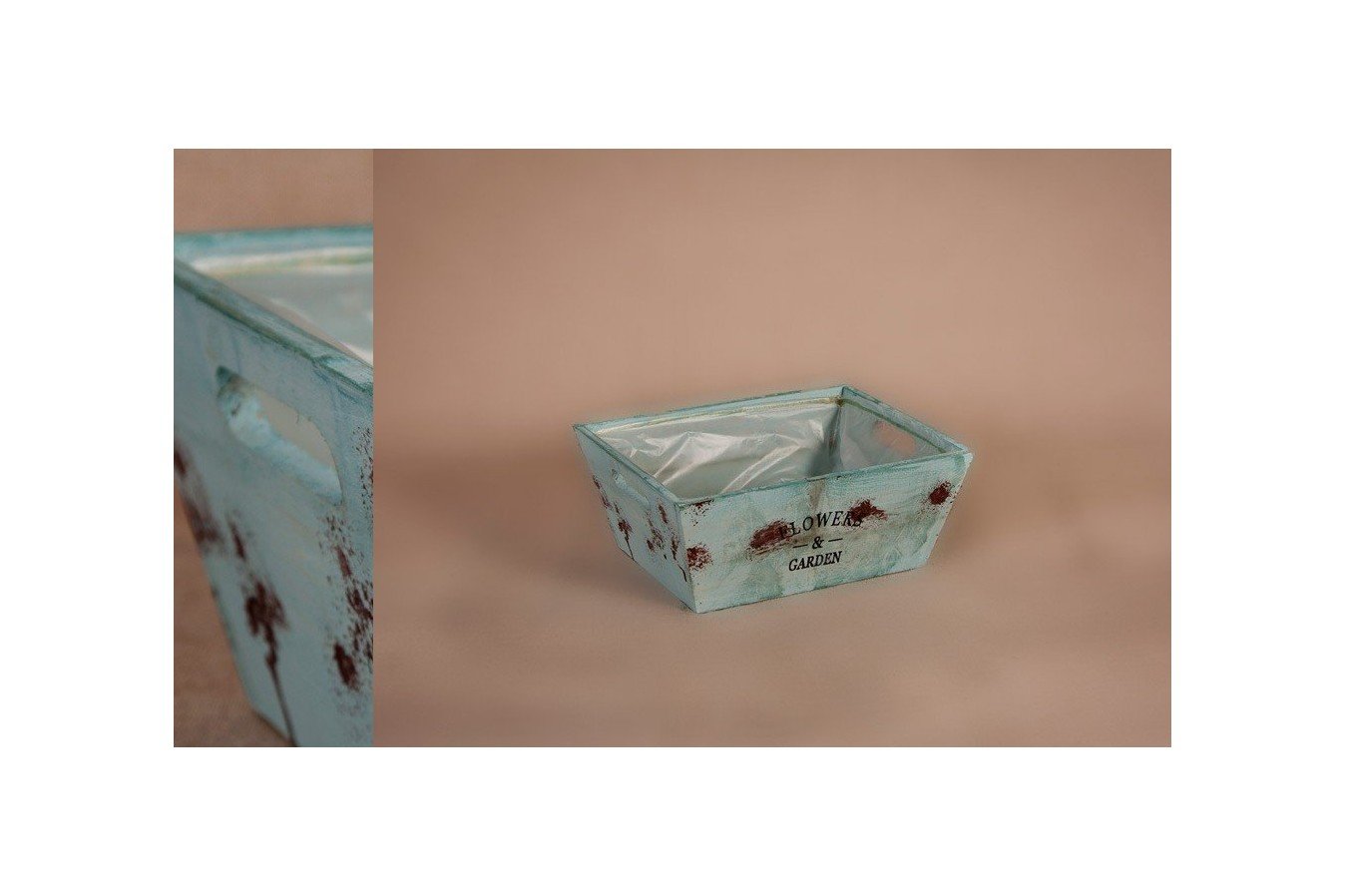 Macetero madera rectangular azul