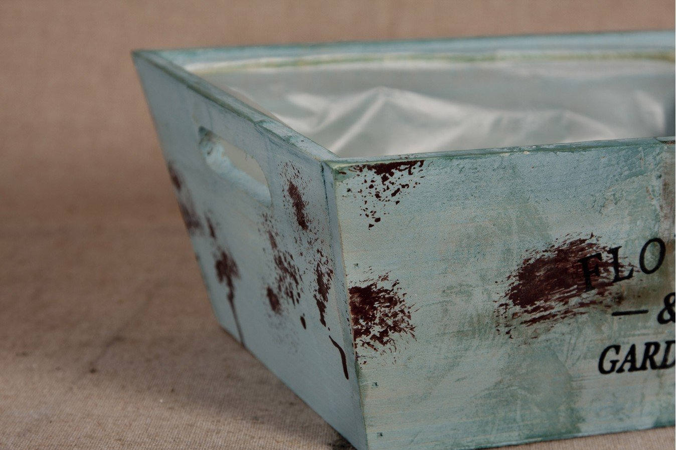 Macetero madera rectangular azul