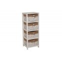 Mueble 4 cajones mimbre color blanco
