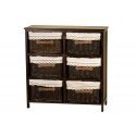 Mueble 6 cajones mimbre nogal