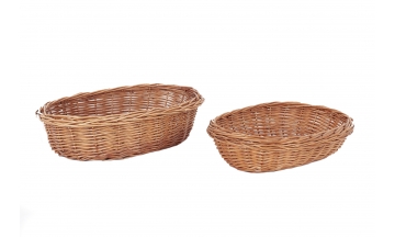 	Conjunto de 2 cestas ovales de mimbre natural miel