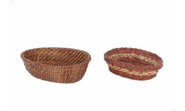 Conjunto de 2 cestas mimbre ovales color miel