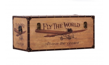 Baúl de madera y polipiel - Avioneta antigua
