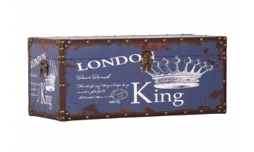 	Baúl madera simil piel motivo London Vintage