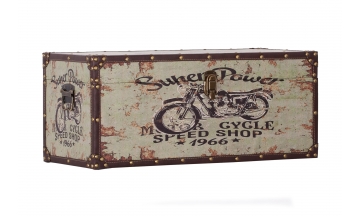 Baúl de madera y polipiel - serie Moto vintage  - pequeño