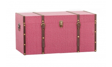 Baúl de madera y textil - Azalea rosa 