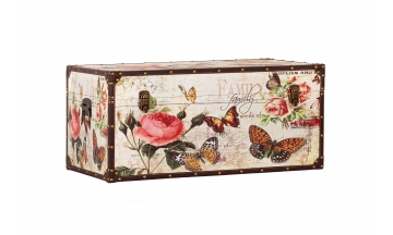 Baúl de madera y polipiel - serie Mariposas