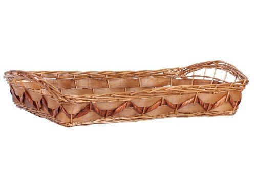 Bandeja mimbre y madera color miel