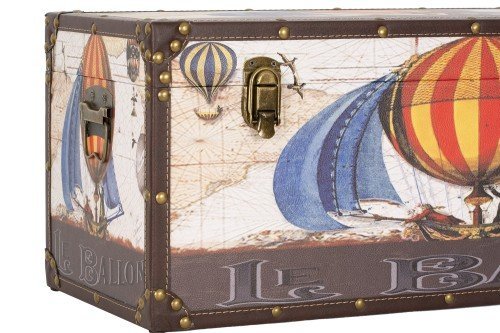 Baul madera polipiel motivo globo vintage