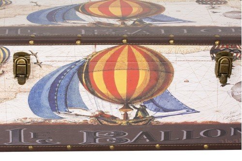 Baul madera polipiel motivo globo vintage