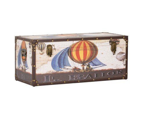 Baul madera polipiel motivo globo vintage