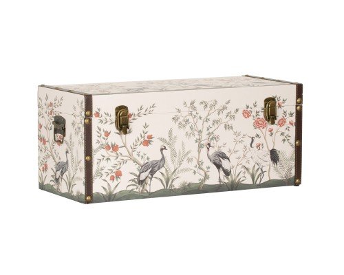 Baul madera polipiel diseño pájaros