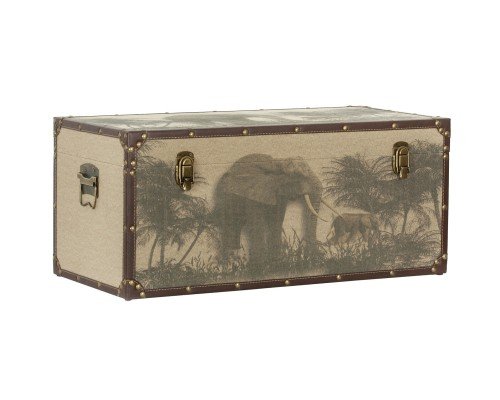 Baul madera y tela diseño safari