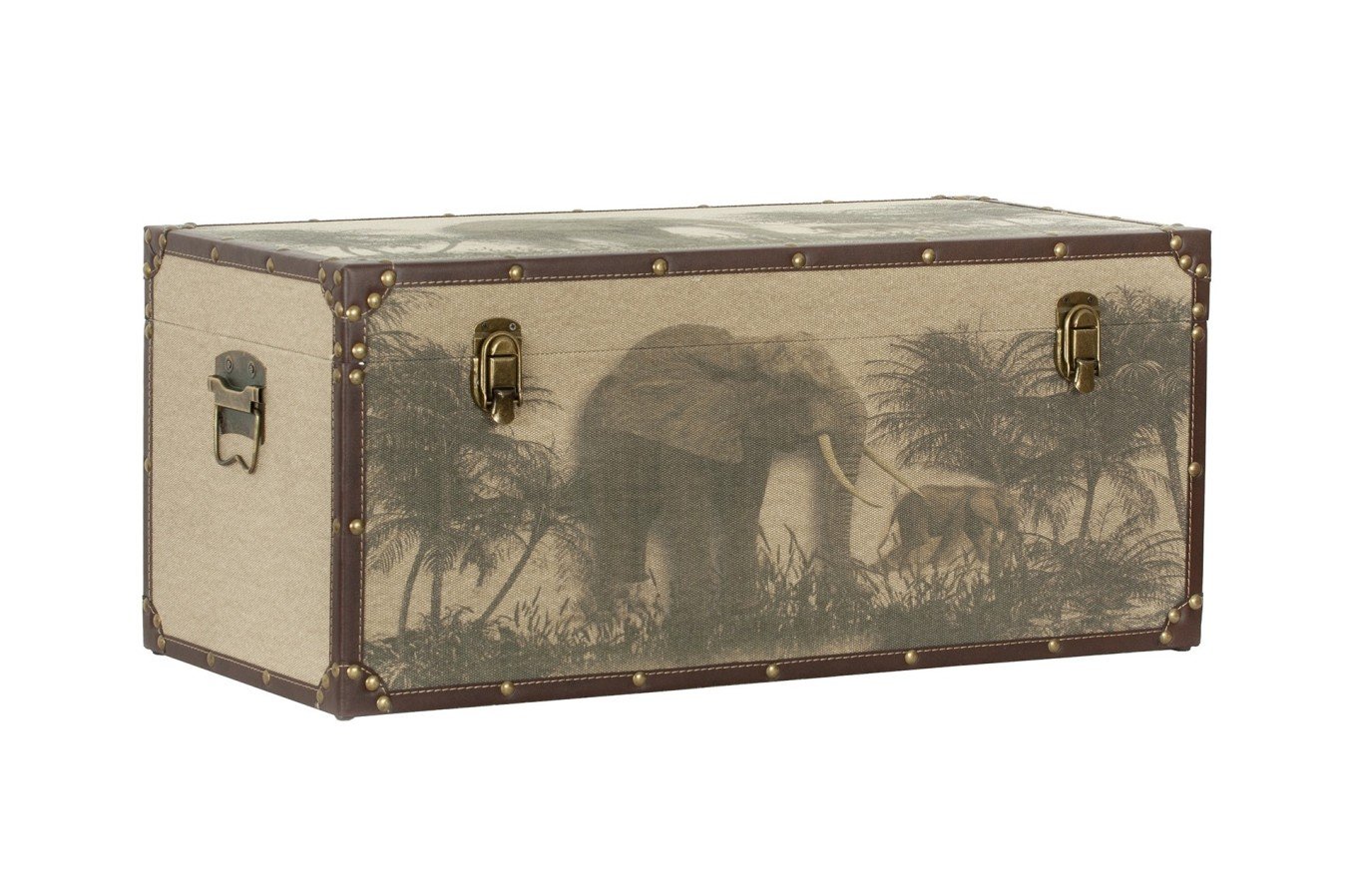 Baul madera y tela diseño safari