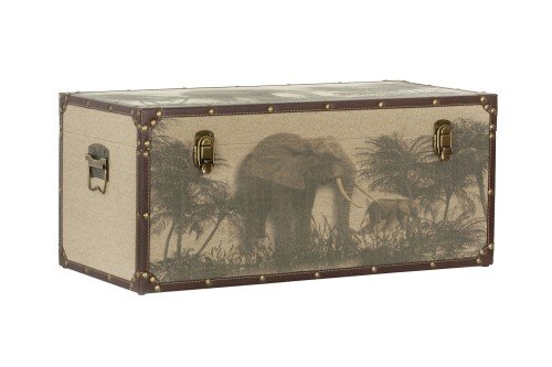 Baul madera y tela diseño safari