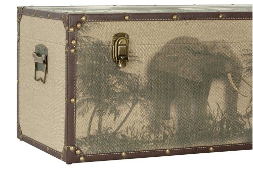Baul madera y tela diseño safari