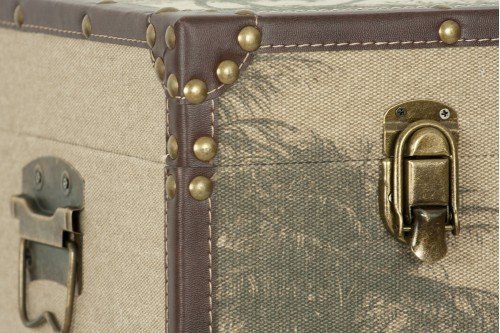 Baul madera y tela diseño safari