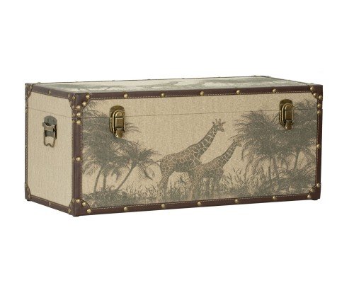 Baul madera y tela Safari, jirafas