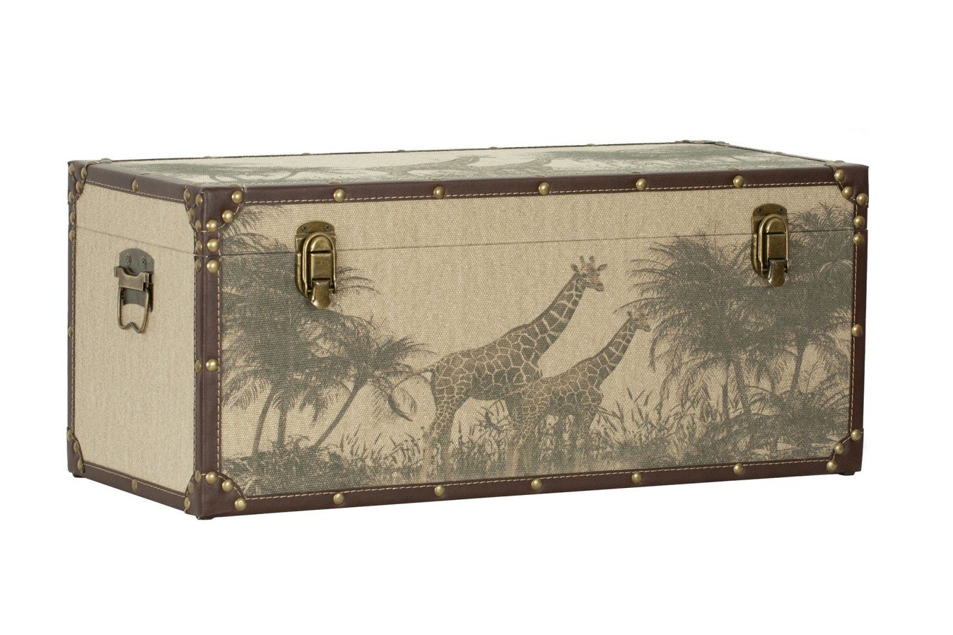 Baul madera y tela Safari, jirafas