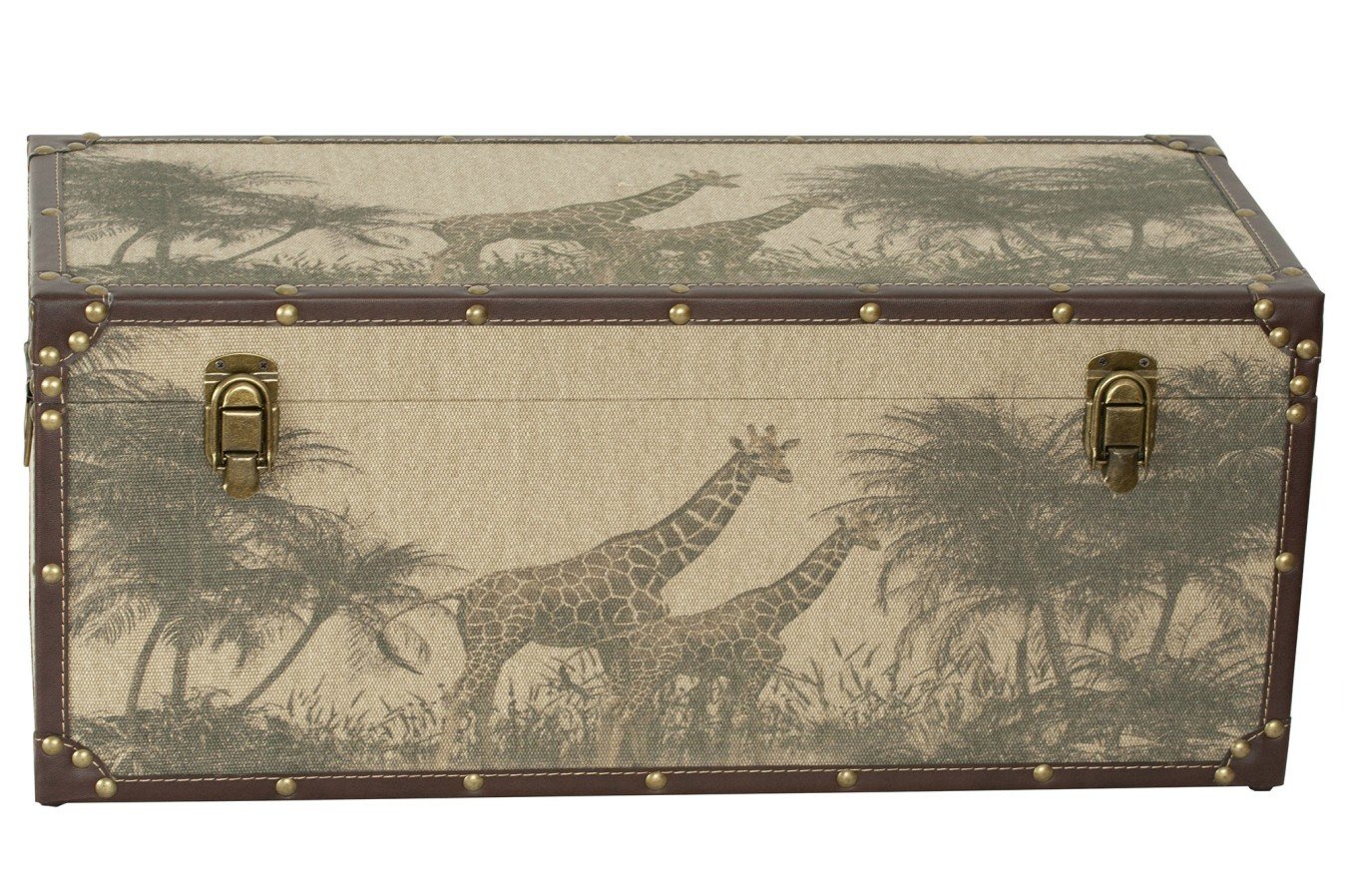 Baul madera y tela Safari, jirafas