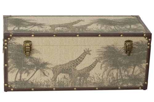 Baul madera y tela Safari, jirafas