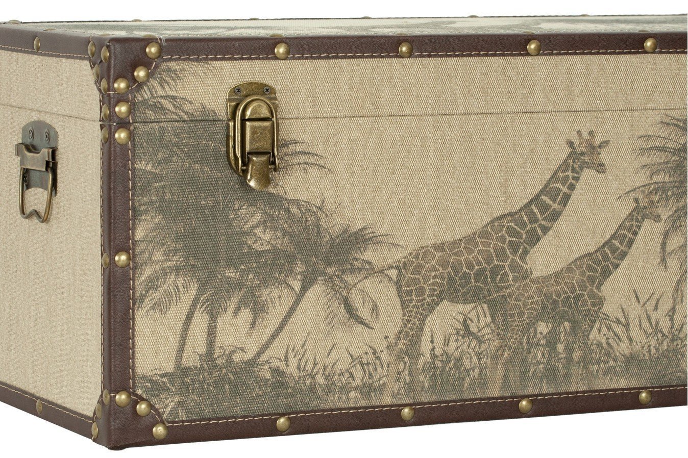 Baul madera y tela Safari, jirafas