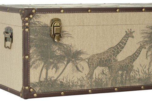 Baul madera y tela Safari, jirafas