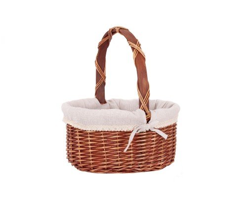Cesta mimbre marrón forrada
