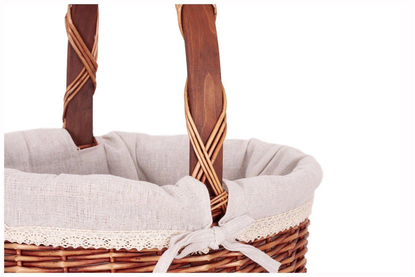 Cesta mimbre marrón forrada