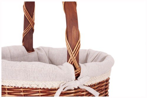 Cesta mimbre marrón forrada