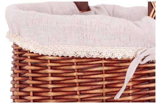 Cesta mimbre marrón forrada