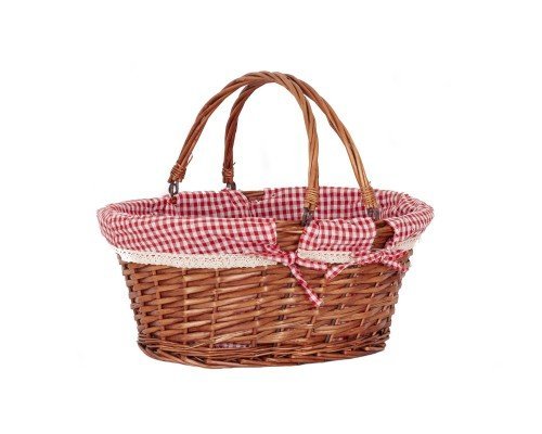 Cesta mimbre asas plegables forrada