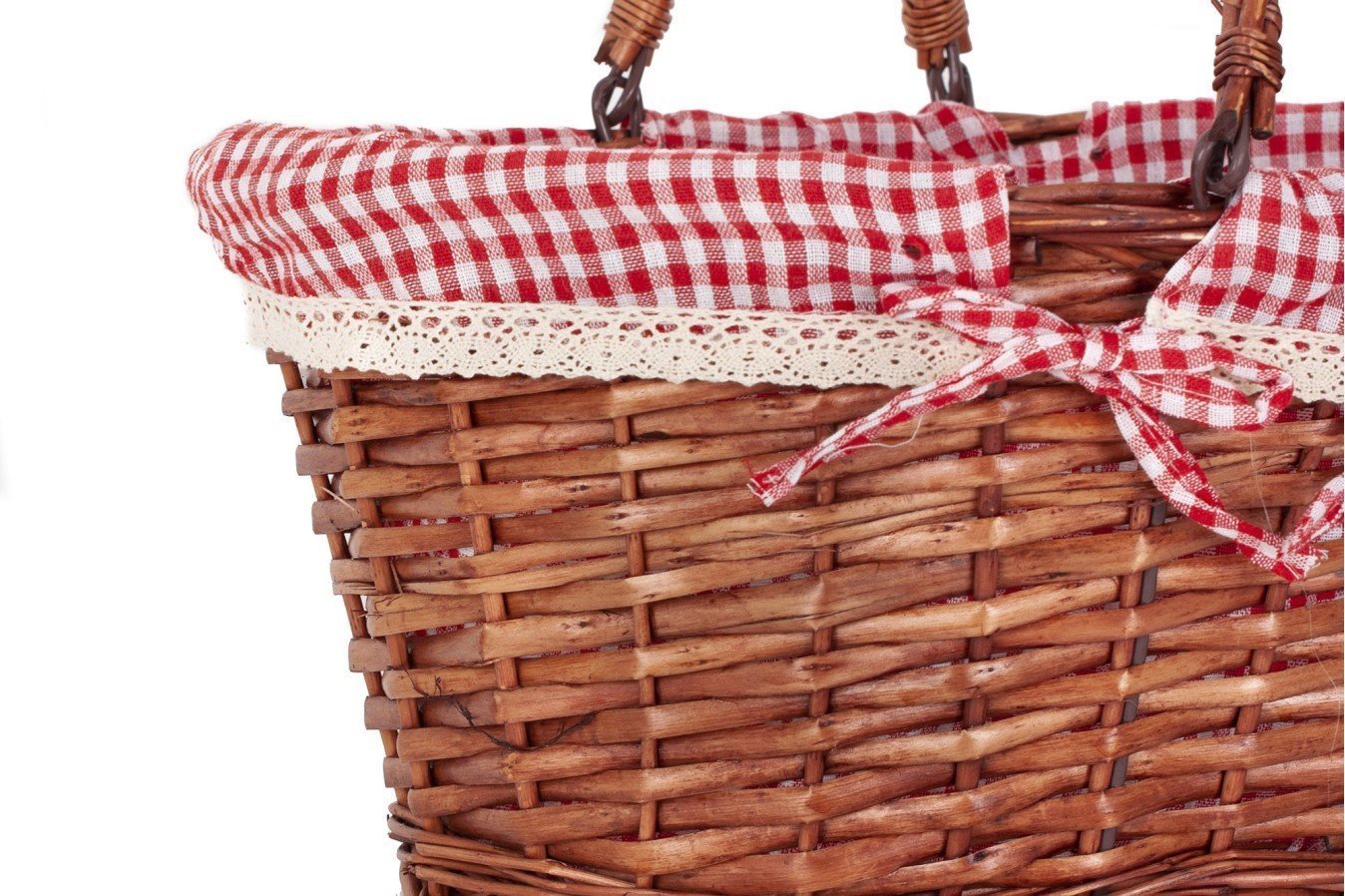 Cesta mimbre asas plegables forrada