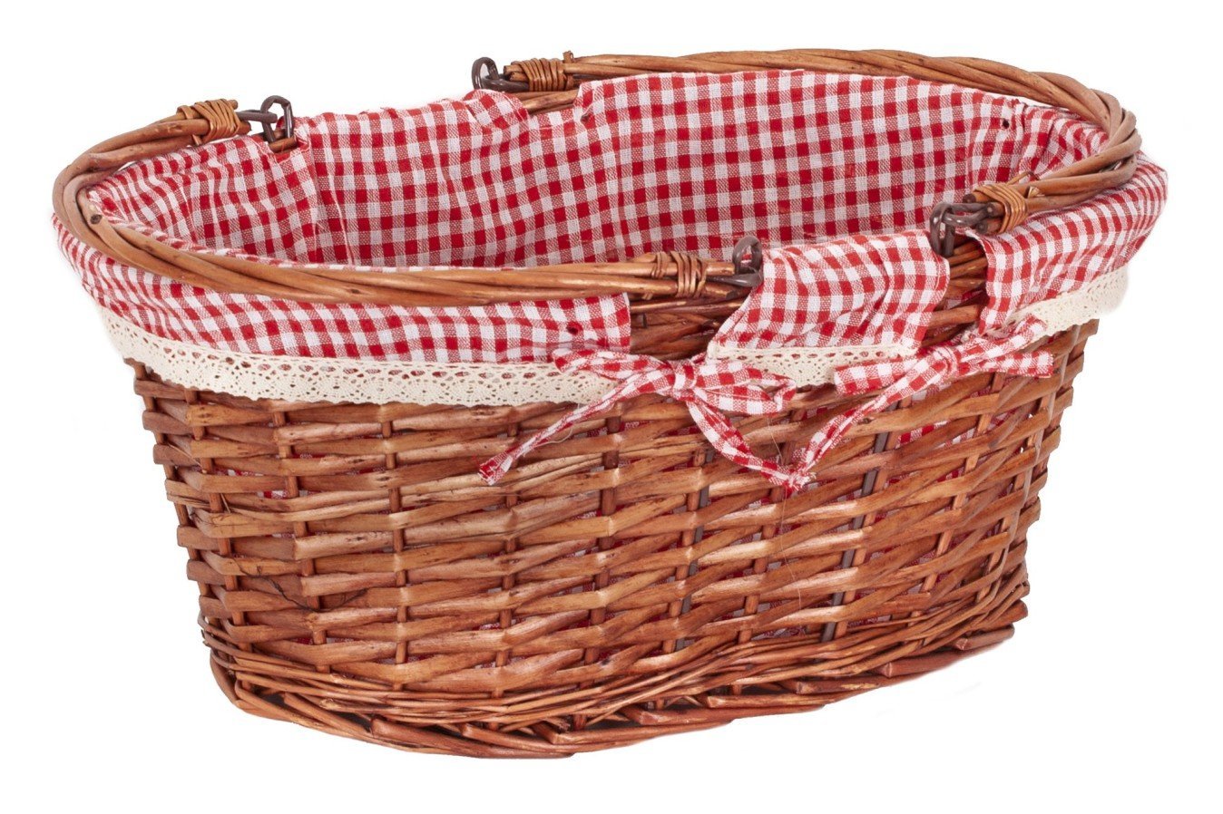 Cesta mimbre asas plegables forrada