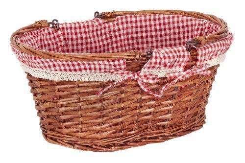 Cesta mimbre asas plegables forrada