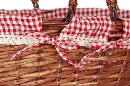 Cesta mimbre asas plegables forrada