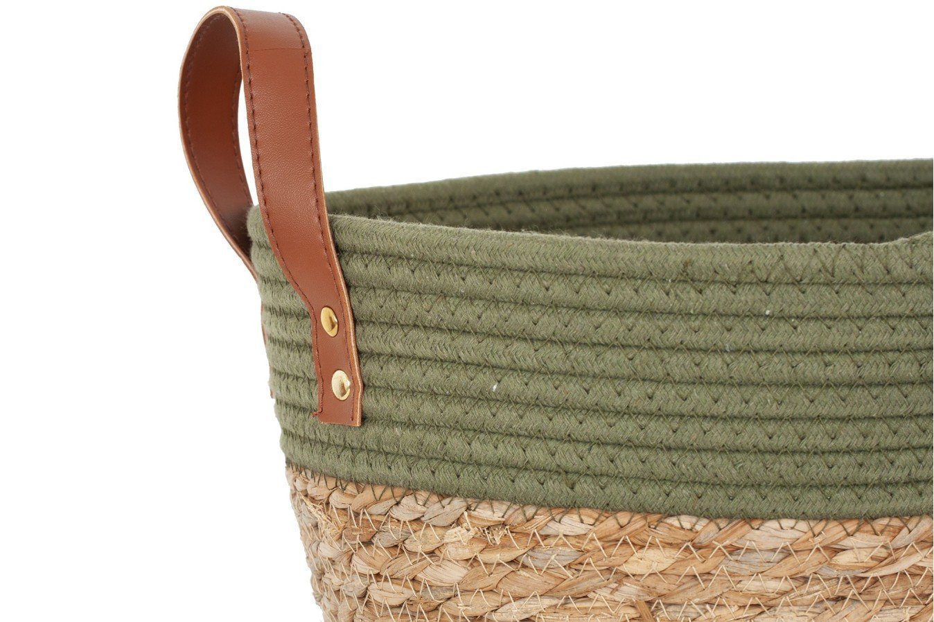 Cesta cuerda y algodón asas cuero
