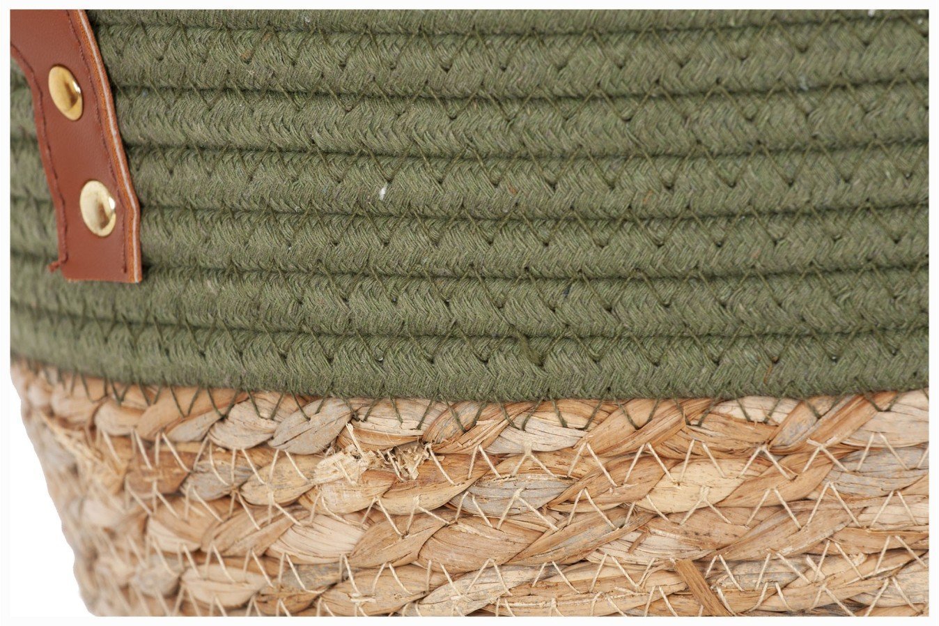 Cesta cuerda y algodón asas cuero