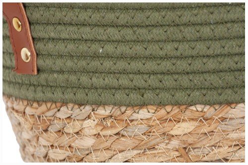 Cesta cuerda y algodón asas cuero