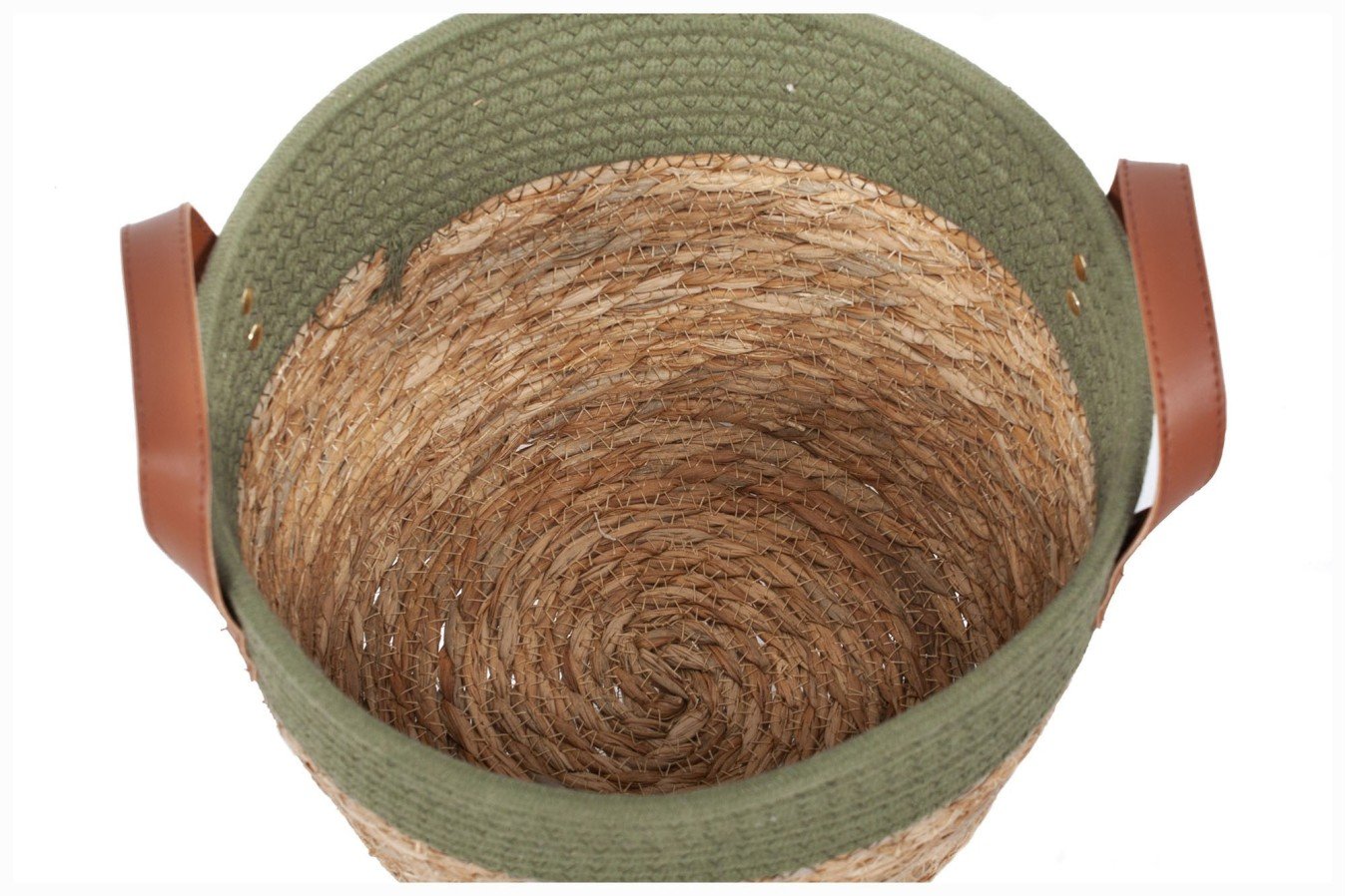 Cesta cuerda y algodón asas cuero