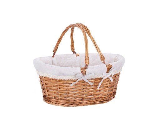 Cesta mimbre asas plegables forrada tela miel