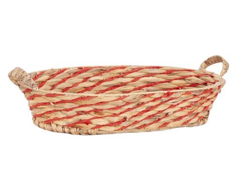 Bandeja de jacinto natural y cuerda roja