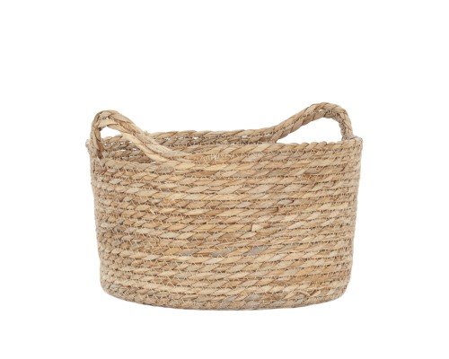 Cesta redonda mimbre cuerda natural