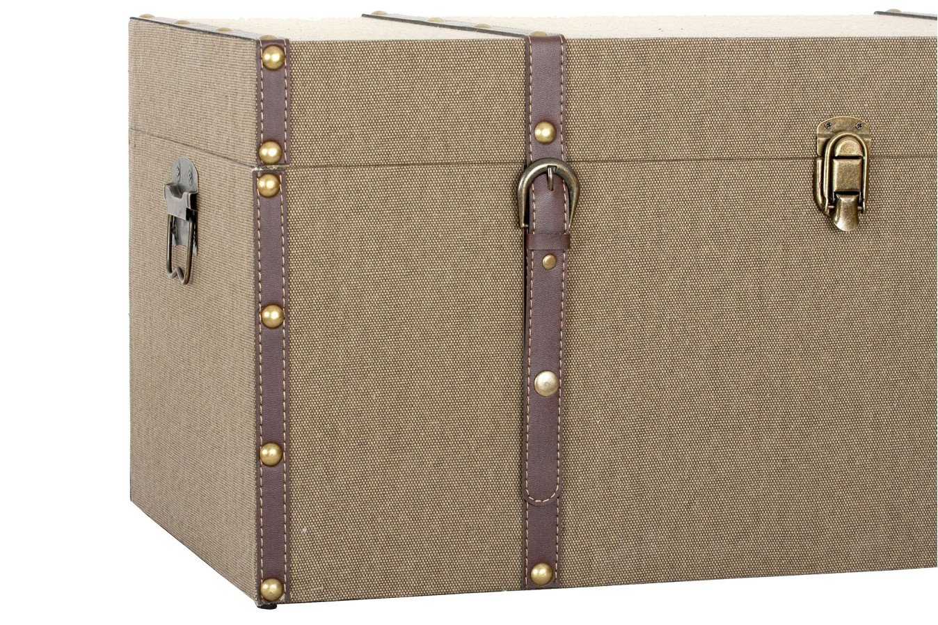 Baúl madera textil marrón