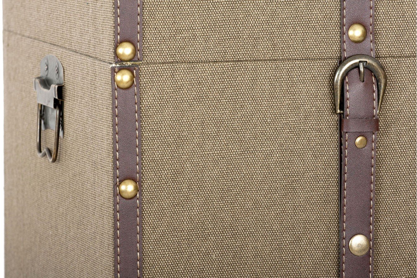 Baúl madera textil marrón